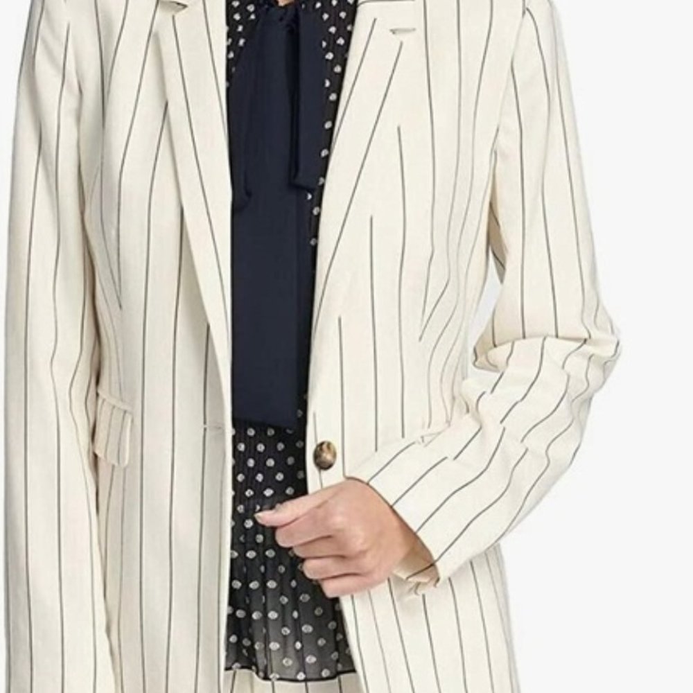 DKNY Cream/White Suit Jacket with Black Pinstripes-Size 8-New, never worn!